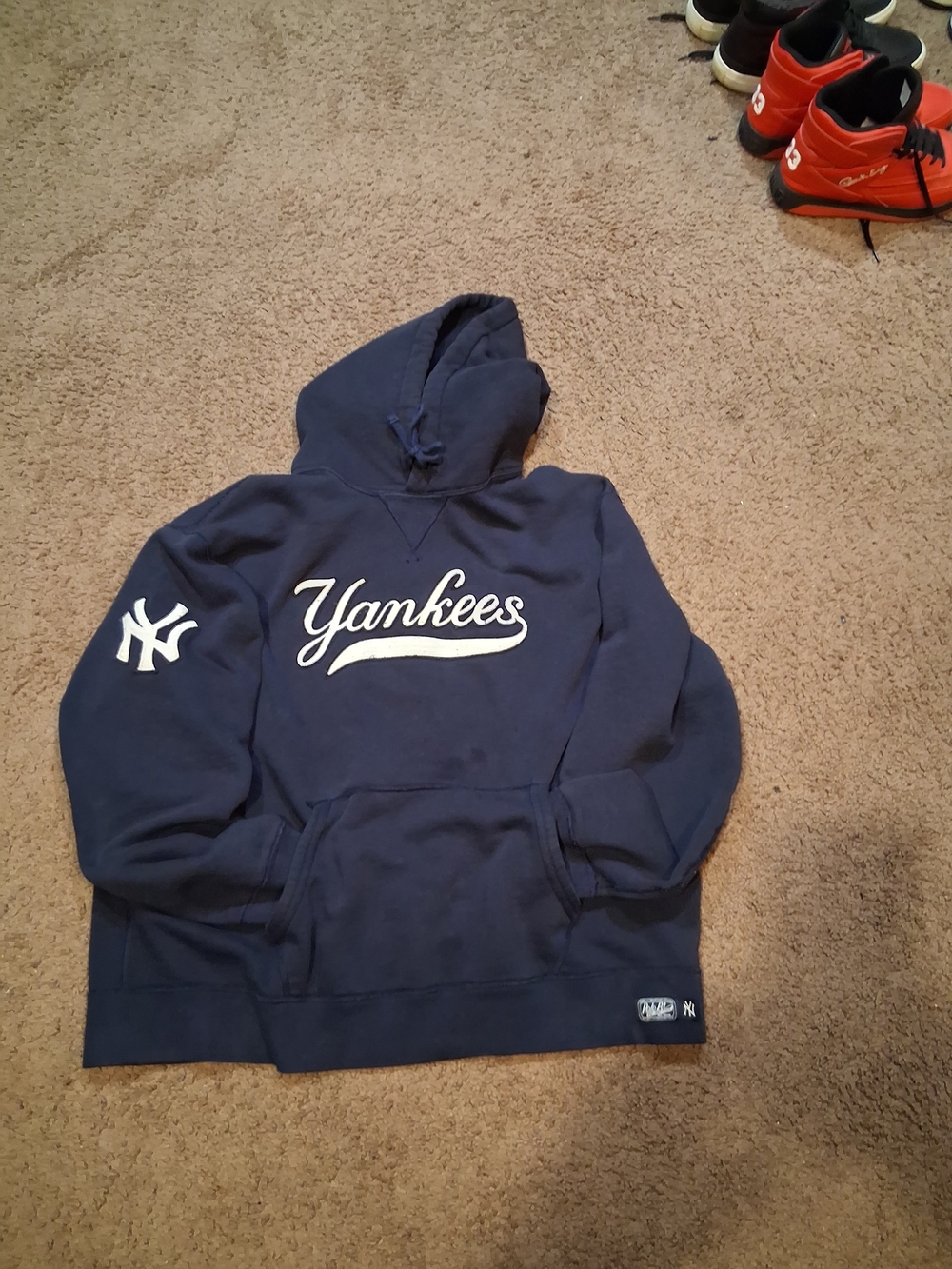 Polo by Ralph Lauren Navy Yankees Pullover Hoodie with White Script